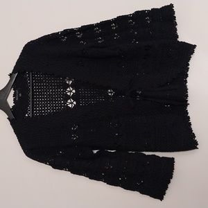 Hand-knitted Bydesign Cardigan longsleeved for Woman SZ Large Black